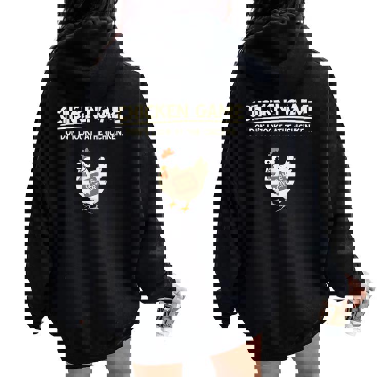 Chicken Game Ltd Divertido Diseño De Pollo Con Texto En Inglés Don't Look Niños Negro Manga De Doble Puntada Women Oversized Hoodie Back Print
