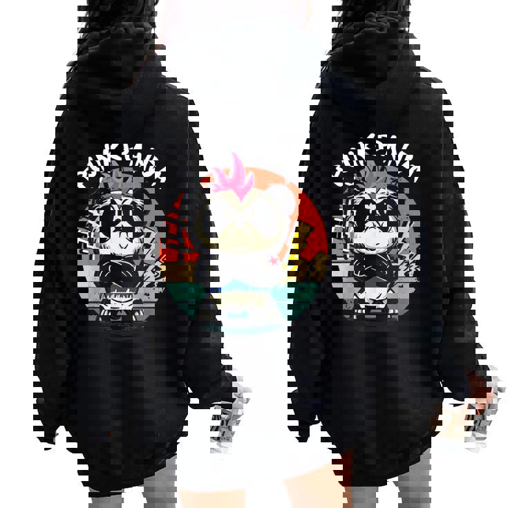 Punk Panda Música Punk Rock Rocker Punker Women Oversized Hoodie Back Print