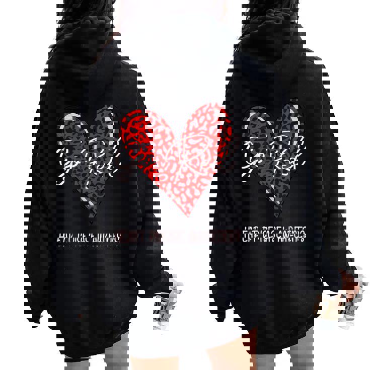 Go Red For Heart Disease Awareness Month Leopard Women Oversized Hoodie Back Print