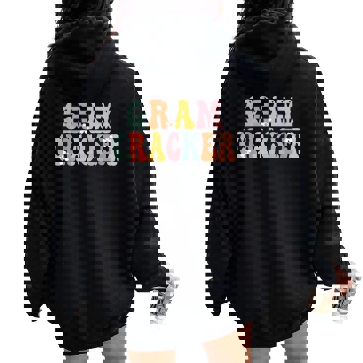 Gram-Cracker Retro Groovy Mom Cute  Grandma Women Oversized Hoodie Back Print