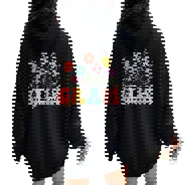 Gram For Grandma Wildflower Floral Women Women Oversized Hoodie Back Print