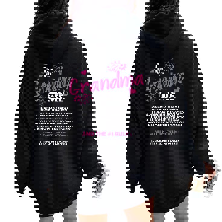 The Grandma Code Grammy Nana Grandma Grandmother Rules 'S Classic Fit Black Short Sleeve Cotton Blend Small Women Oversized Hoodie Back Print The Grandma Code Grammy Nana Grandma Grandmother Rules 'S Classic Fit Black Short Sleeve Cotton Blend Small Women Oversized Hoodie Back Print