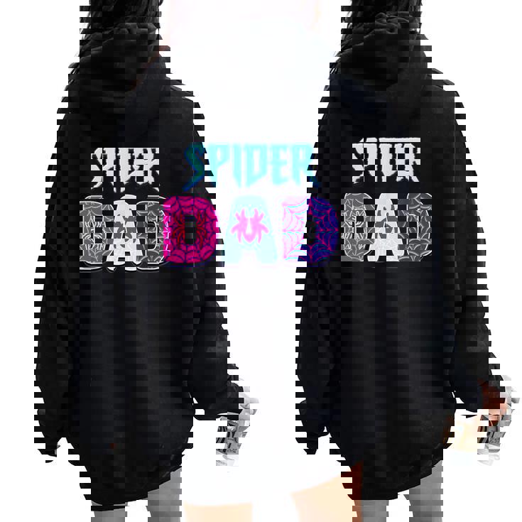 Groovy Spider Dad Matching Family Birthday Girl Party Women Oversized Hoodie Back Print
