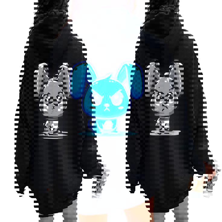 Grumpy Bunny Lindo Conejito Gruñón Women Oversized Hoodie Back Print