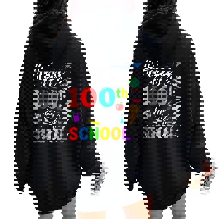 Happy 100 Days Of School Boys Girls 100Th Day Of School Women Oversized Hoodie Back Print
