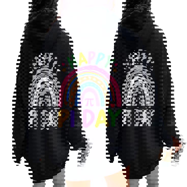 Happy Pi Day Rainbow 314 Pi Number Math Teacher Girls Women Oversized Hoodie Back Print