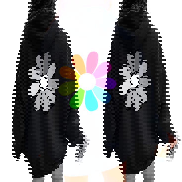 Hippie 70S 80S Retro Funky Flower Hippie Love Flower Cuello Women Oversized Hoodie Back Print