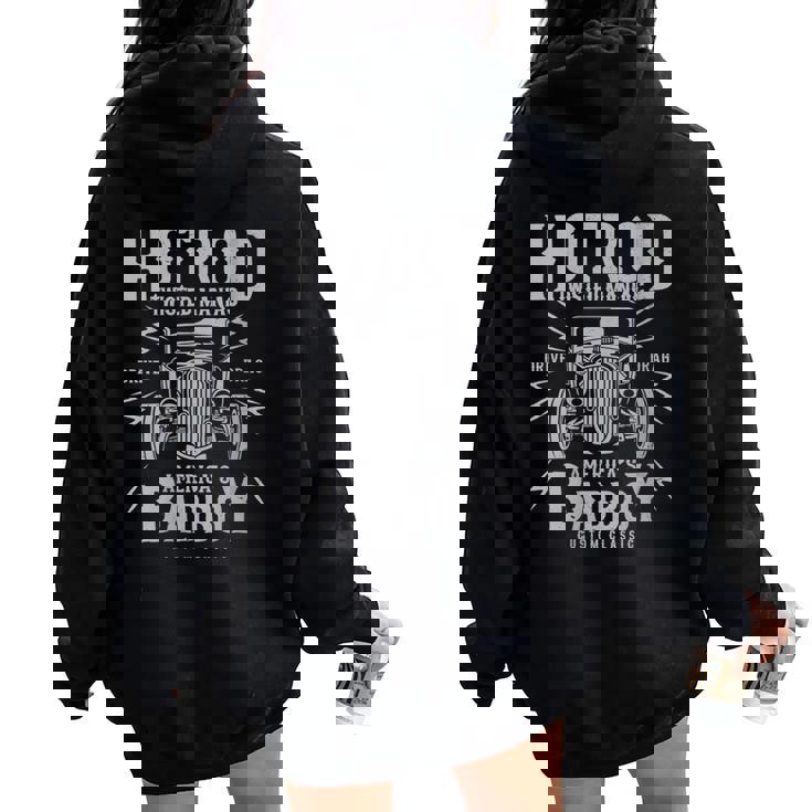 Hotrod Rock&Rolloiture Classique Sweat à capuche oversize pour femme avec imprimé dans le dos