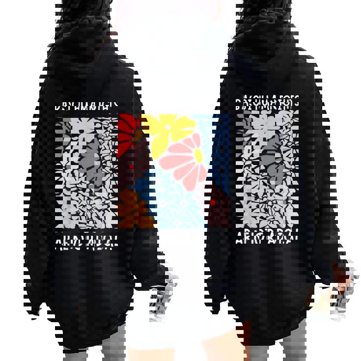 Human Rights Democrat Equality Right Floral Equality Women Oversized Hoodie Back Print
