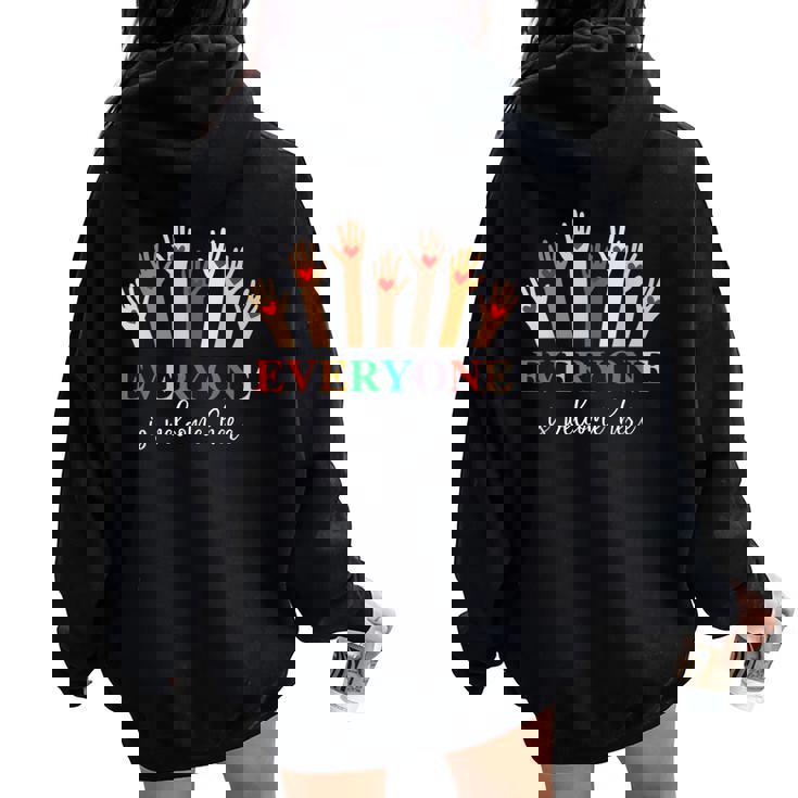 Idaho Teacher Everyone Is Welcome Here Inclusion & Equality Women Oversized Hoodie Back Print