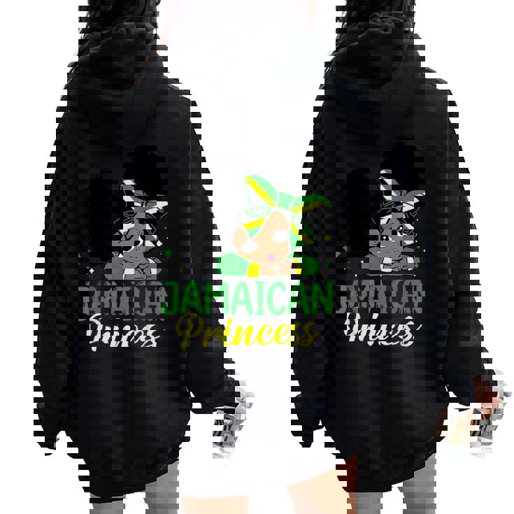 Jamaican Princess Jamaica Girl Melanin Cute Jamaican Flag Women Oversized Hoodie Back Print