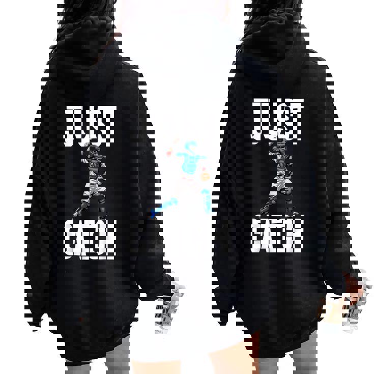 Just Catch Humoristique Pour Motif Joueur De Baseball Sweat à capuche oversize pour femme avec imprimé dans le dos