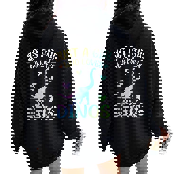 Just A Girl Who Loves Dinos La Chica De Los Dinosaurios Women Oversized Hoodie Back Print