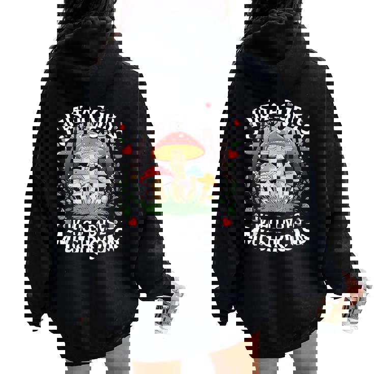 Just A Girl Who Loves Mushrooms Retro Nature N Cute Women Oversized Hoodie Back Print