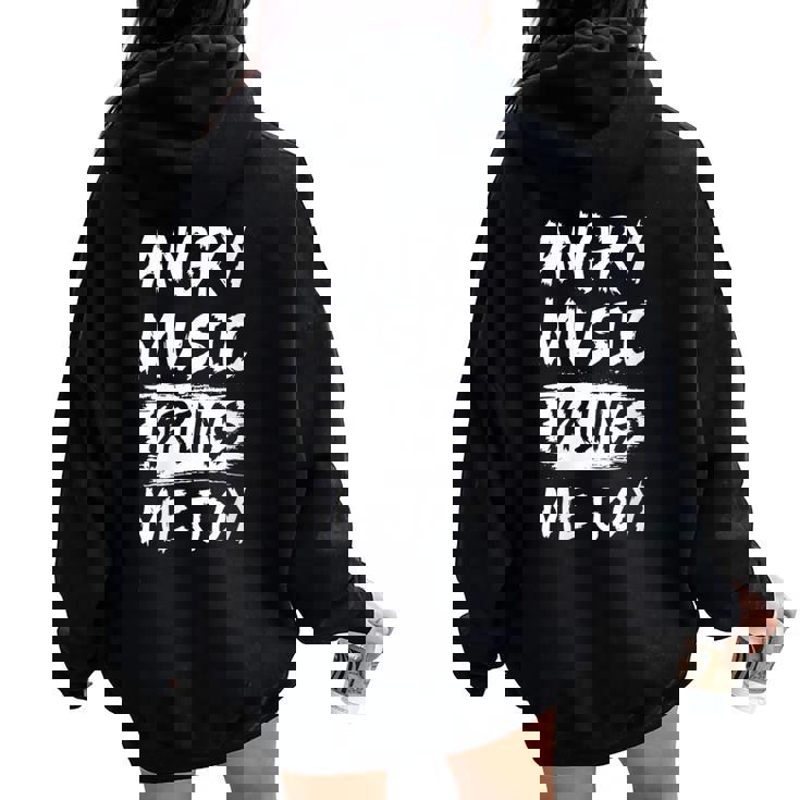 La Música Enojada Me Trae Alegría Metal Heavy Death Punk Rock Hard Cuello Women Oversized Hoodie Back Print