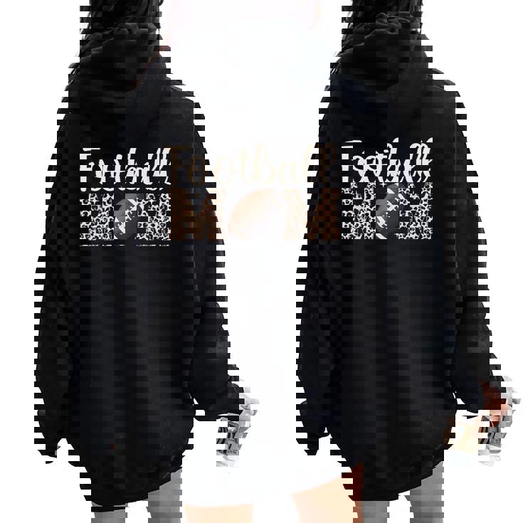 Leopard Football Mom Mama Football Player Women Oversized Hoodie Back Print