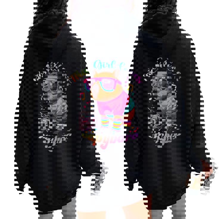 Lindas S Capibara Para Niñas Y Es Y Niños Women Oversized Hoodie Back Print