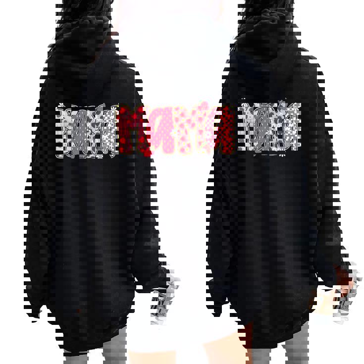 Mama Strawberry Mommy Mom Happy Mother's Day Mom Life Retro Women Oversized Hoodie Back Print
