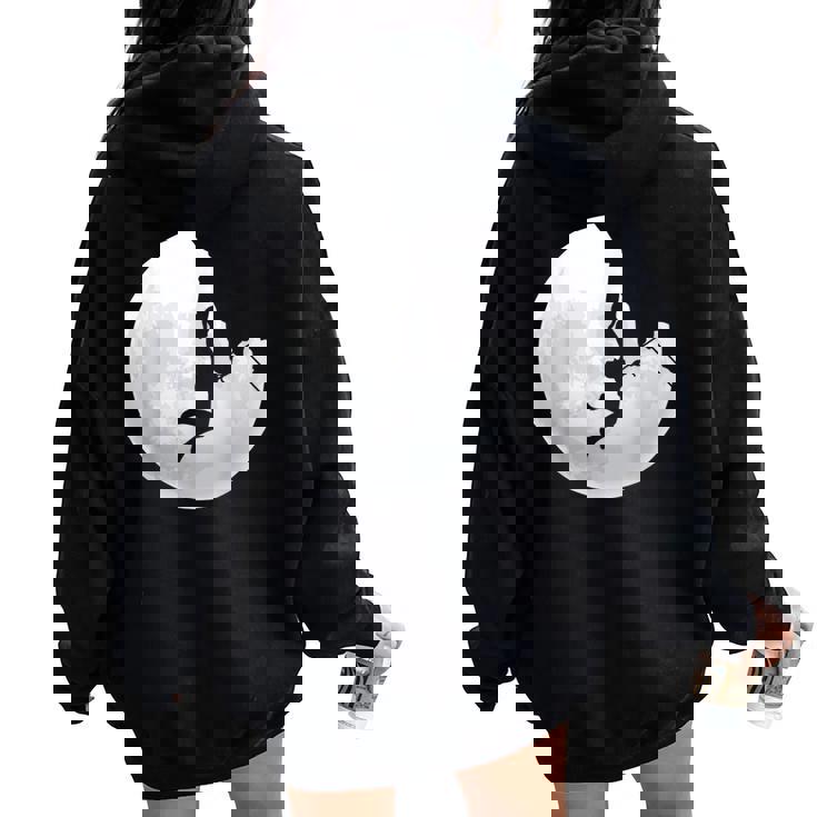 Maman Fille Grimpante Lune Montagne Amoureuse Escalade Sweat à capuche oversize pour femme avec imprimé dans le dos