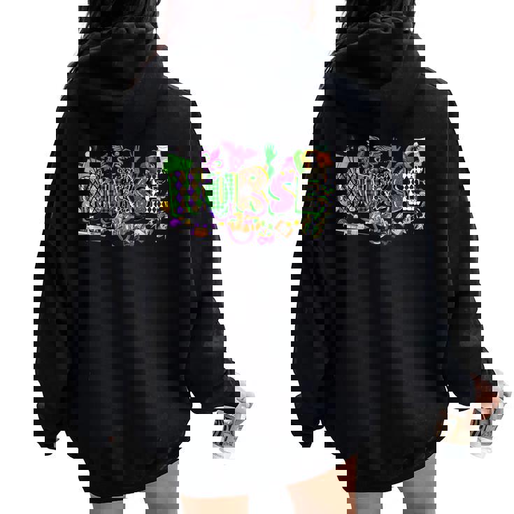 Mardi Gras Nurse Carnival Parade Icu Rn Nursing School Women Women Oversized Hoodie Back Print