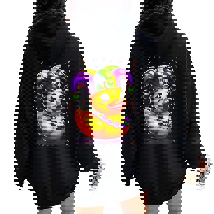 Mardi Gras Rubber Duck New Orlean Carnival Festival Women Oversized Hoodie Back Print Mardi Gras Rubber Duck New Orlean Carnival Festival Women Oversized Hoodie Back Print