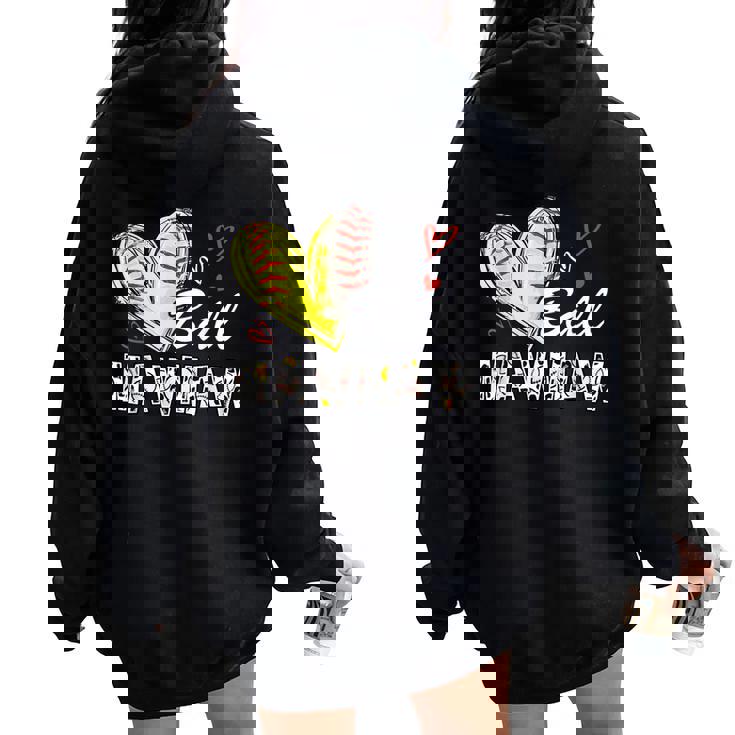 Mawmaw Of Both Baseball Softball Mother's Day For Family Women Oversized Hoodie Back Print