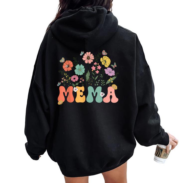 Mema For Grandma Wildflower Floral Women Women Oversized Hoodie Back Print