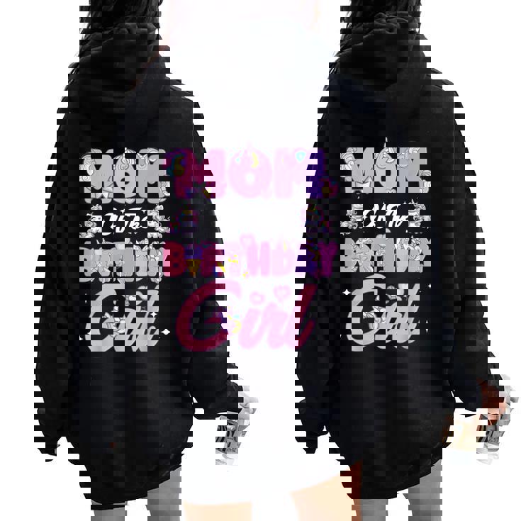 Mom And Dad Birthday Girl Unicorn Family Party Decorations Women Oversized Hoodie Back Print