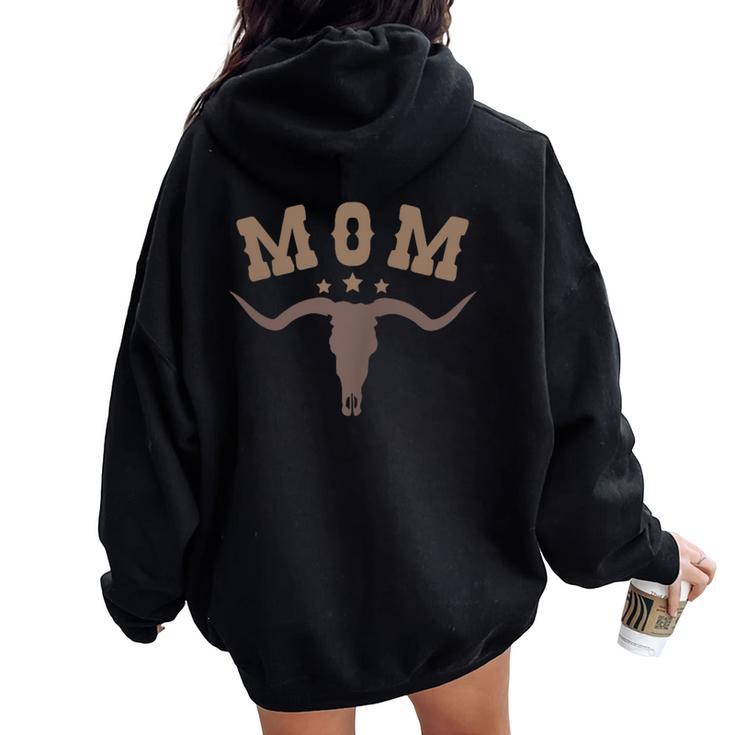 Mom Skull Highland Cow Boy Western Rodeo Family Matching Women Oversized Hoodie Back Print