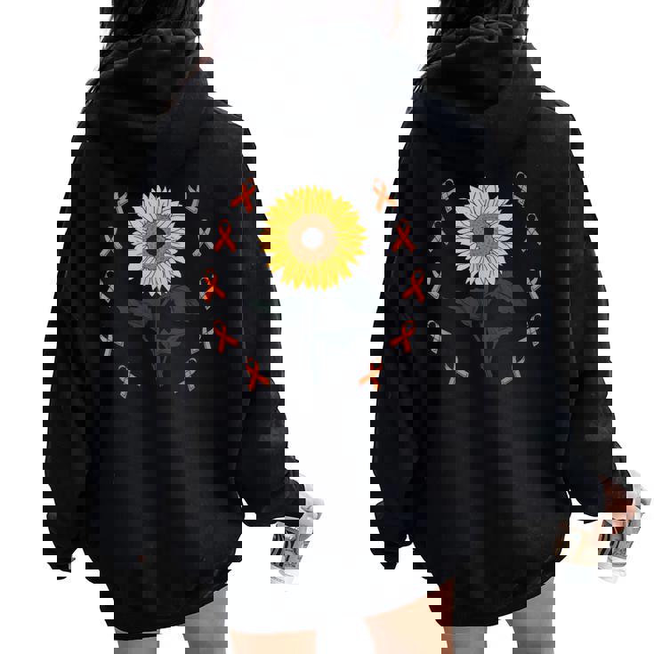 Multiple Sclerosis Awareness Sunflower Ms Warrior Support Women Oversized Hoodie Back Print