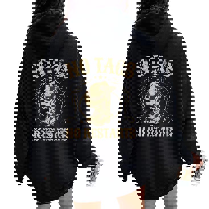 No Tags No Restarts Cowboy Western Country Fan Line Dance Sweat à capuche oversize pour femme avec imprimé dans le dos