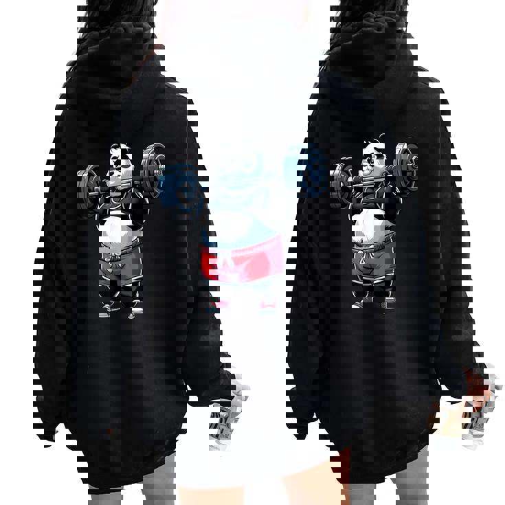 Panda Halterofilia Fitness Gimnasio Entrenamiento Women Oversized Hoodie Back Print