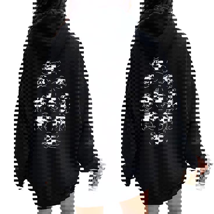 Pandas K-Pop Amusants Sweat à capuche oversize pour femme avec imprimé dans le dos