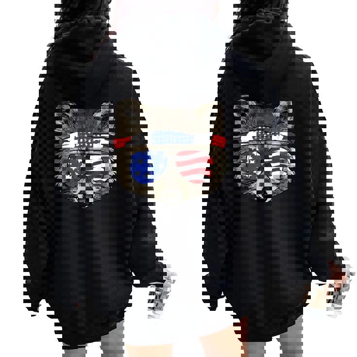 Patriotic Raccoon Oversized Hoodie – July 4th Style for Women