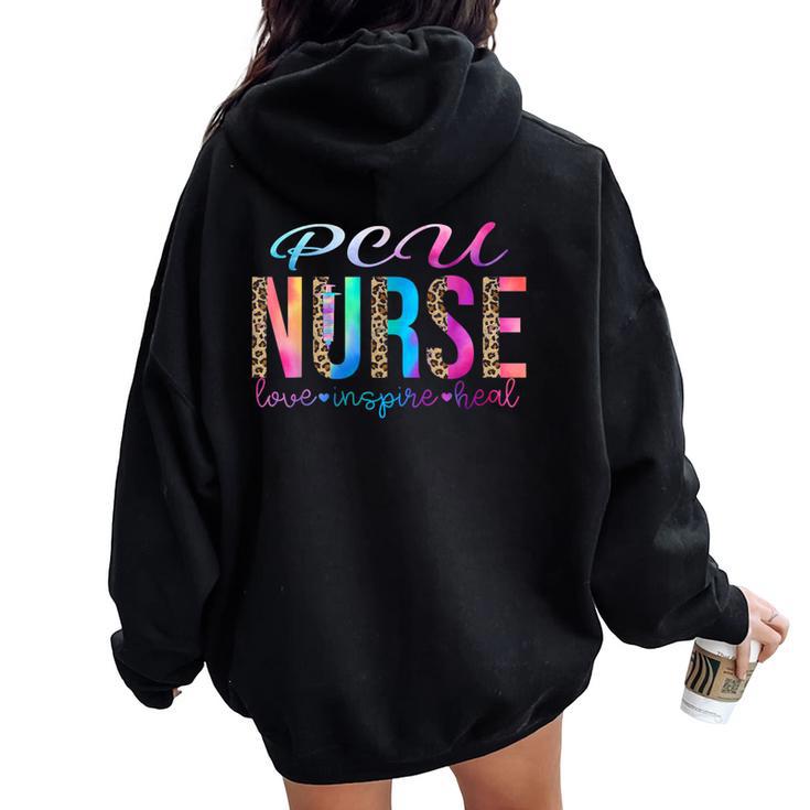 Pcu Nurse Love Inspire Heal Watercolor Small Black Women Oversized Hoodie Back Print