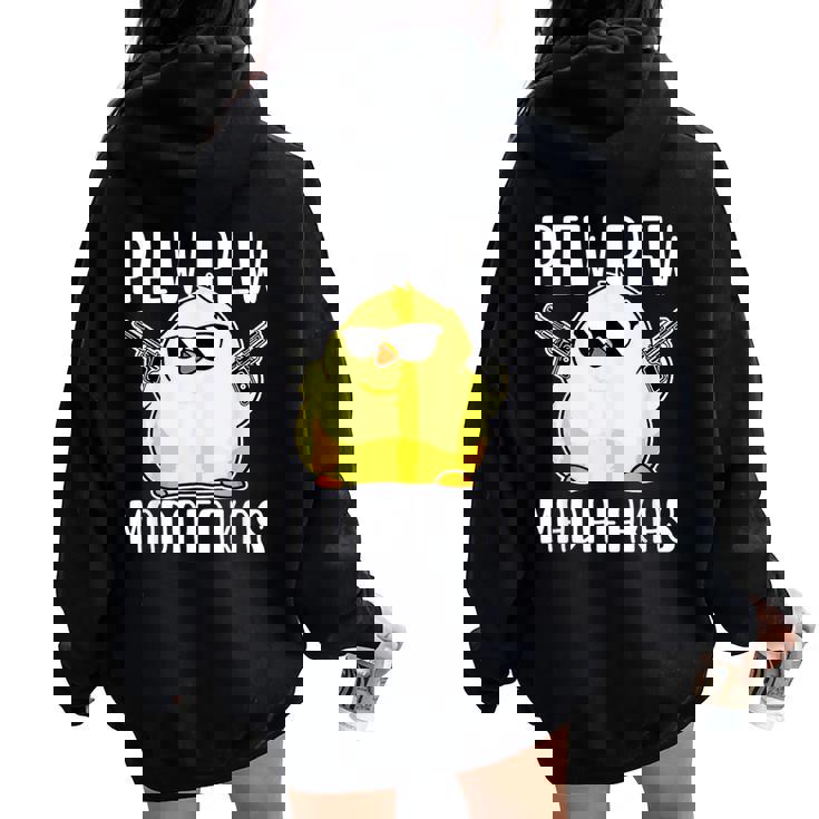 Pew Pew Madafakas Crazy Chicken Gun Regalos Divertidos Women Oversized Hoodie Back Print