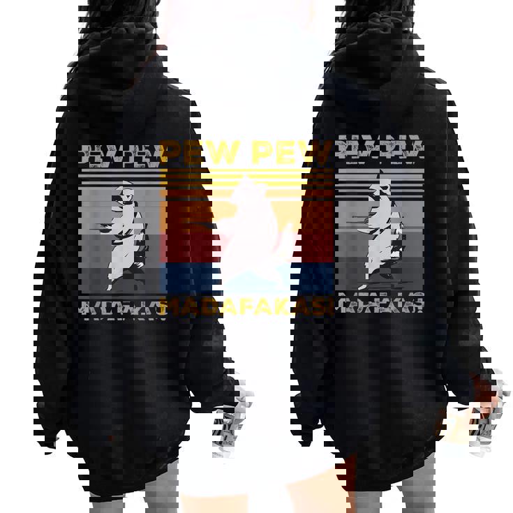 Pew Pew Madafakas Raccoon Lover Vintage Retro Women Oversized Hoodie Back Print Pew Pew Madafakas Raccoon Lover Vintage Retro Women Oversized Hoodie Back Print