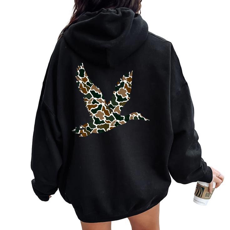 Pink Camo Duck Hunting Old School Camouflage Hunters Women Oversized Hoodie Back Print