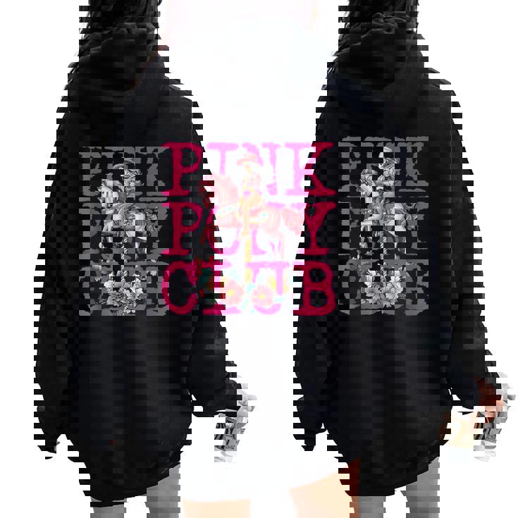 Pony And Heels Lover Pink Girls Clubs Cowgirl Women Oversized Hoodie Back Print