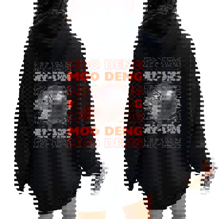 Pygmy Bouncy Pig In Thai Men Women Costume Moo Deng Women Oversized Hoodie Back Print