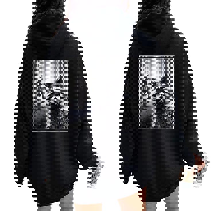 Raccoon & Bigfoot Selfie Women's Oversized Hoodie | Back Print Raccoon & Bigfoot Selfie Women's Oversized Hoodie | Back Print