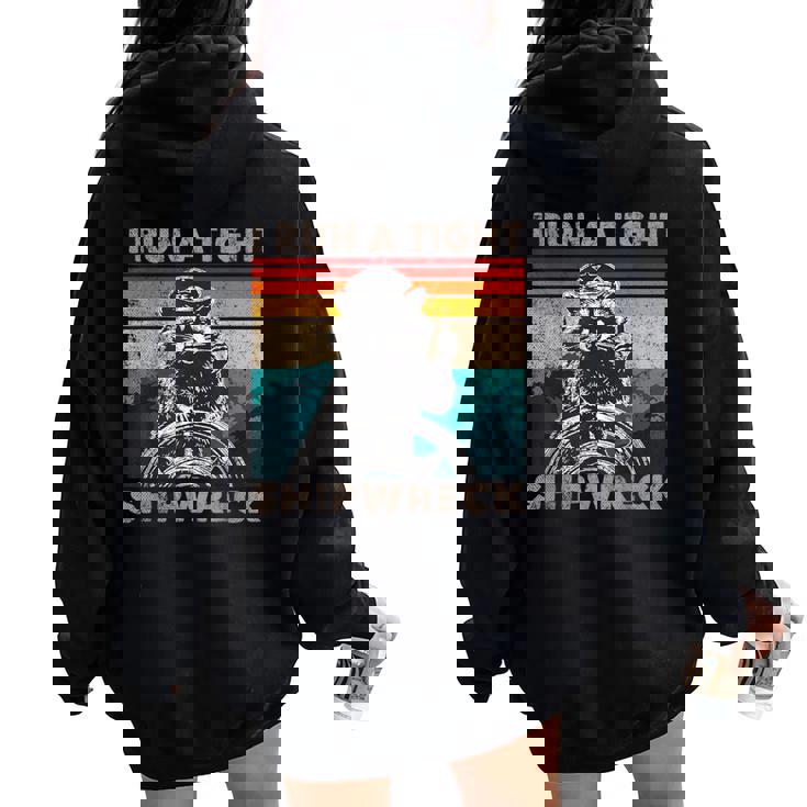 Raccoon Captain Vintage Hoodie | Women’s Oversized Back Print