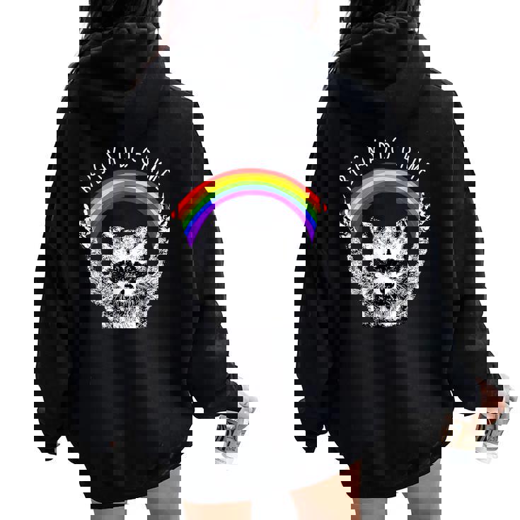 Raccoon Be Gay Do Crime Rainbow LGBTQ Pride Gay Racoon Women Oversized Hoodie Back Print