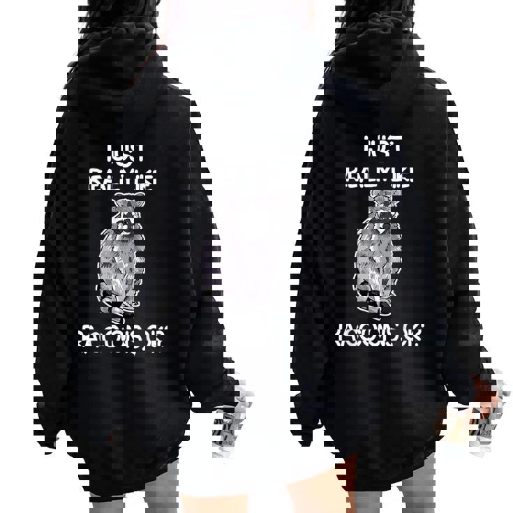 Raccoon Love Oversized Hoodie for Women - Back Print | Cozy & Stylish