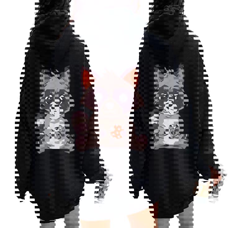 Raccoon Lovers Oversized Hoodie - Cozy Back Print for Adults