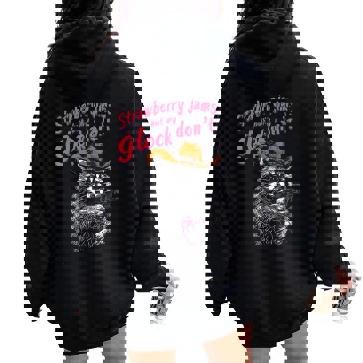 Raccoon Theme Women's Oversized Hoodie - Quirky Strawberry Design