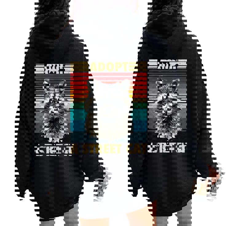 Raccoon Vintage Retro Hoodie - Unisex Oversized Back Print