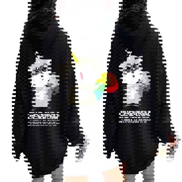 Racoonicorn Trash Panda Raccoon With Unicorn Horn Women Oversized Hoodie Back Print Racoonicorn Trash Panda Raccoon With Unicorn Horn Women Oversized Hoodie Back Print