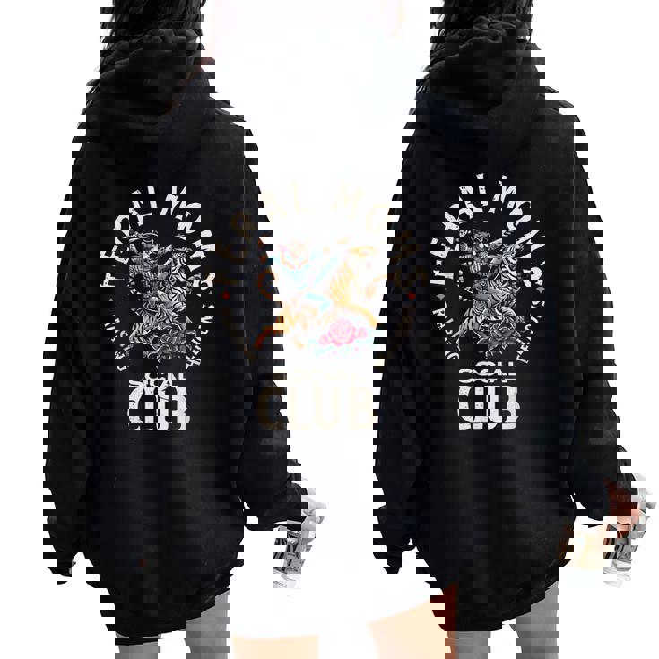 Retro Feral Moms Social Club Sarcastic Saying Mothers Women Oversized Hoodie Back Print Retro Feral Moms Social Club Sarcastic Saying Mothers Women Oversized Hoodie Back Print