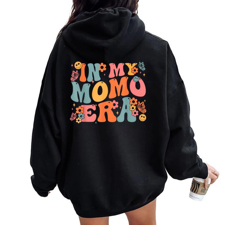 Retro Groovy In My Momo Era Baby Announcement Women Oversized Hoodie Back Print